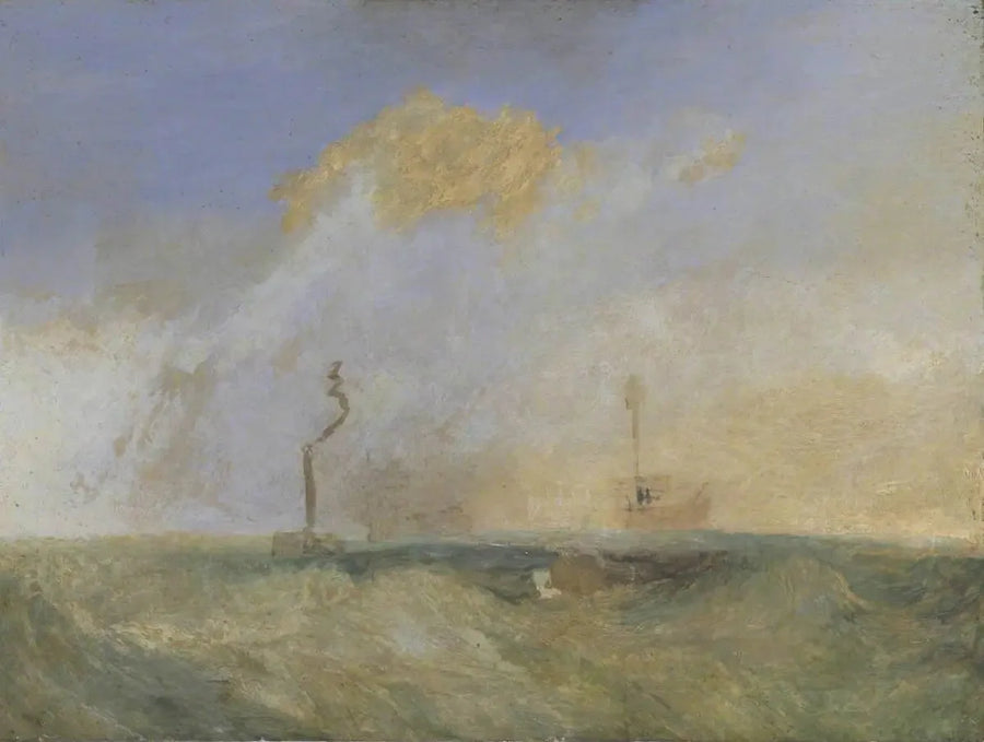 Dampbåt og lysbåt; et studie for 'The Fighting Temeraire' - J. M. W. Turner