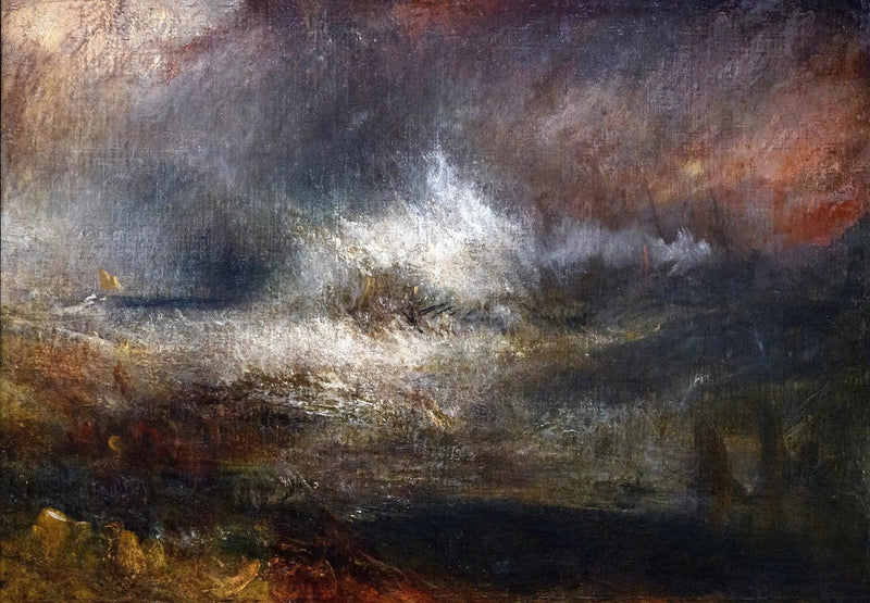 Stormfullt Hav med Flammende Vrake - J. M. W. Turner