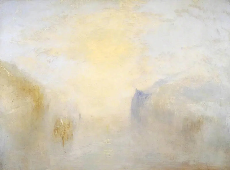 Soloppgang, med en båt mellom kystlinjene - J. M. W. Turner