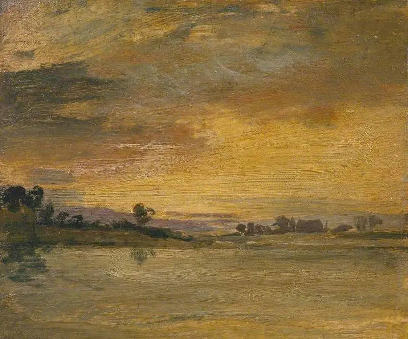 Solnedgang ved elven - J. M. W. Turner