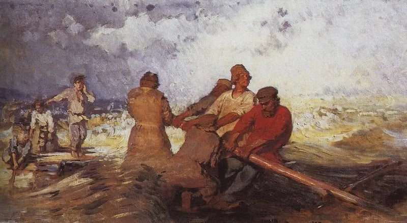 På en flåte i stormen på Volga - Ilya Repin