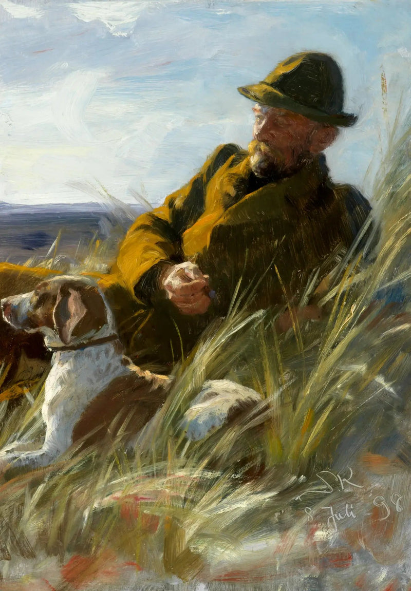 Erstatning av C. F. Dahlerup med Jagthund. - Peder Severin Krøyer