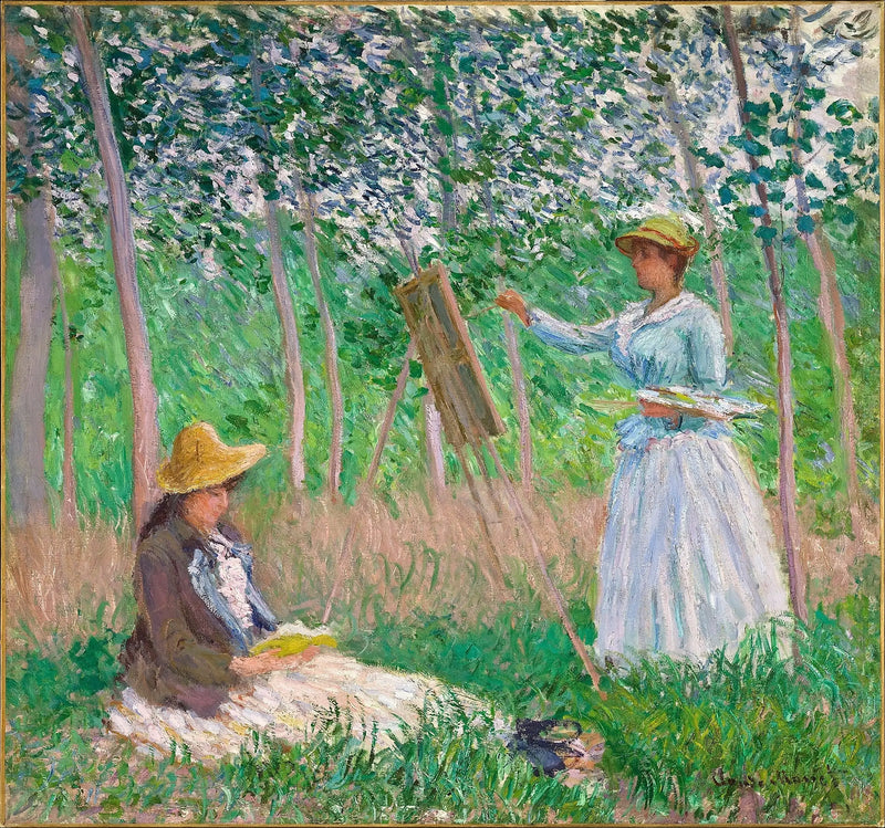 Suzanne som leser og Blanche som maler - Claude Monet