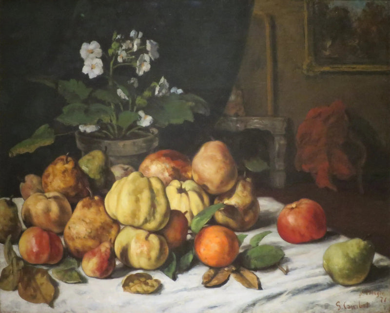Salongbord dekket med frukt - Gustave Courbet