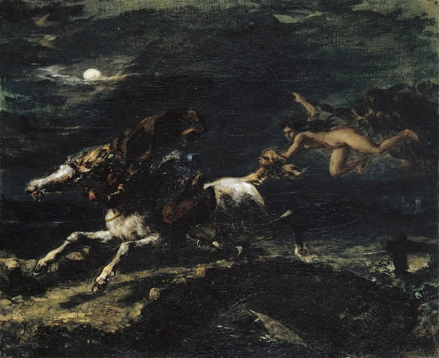 Tam O'Shanter forfulgt av heksene - Eugène Delacroix