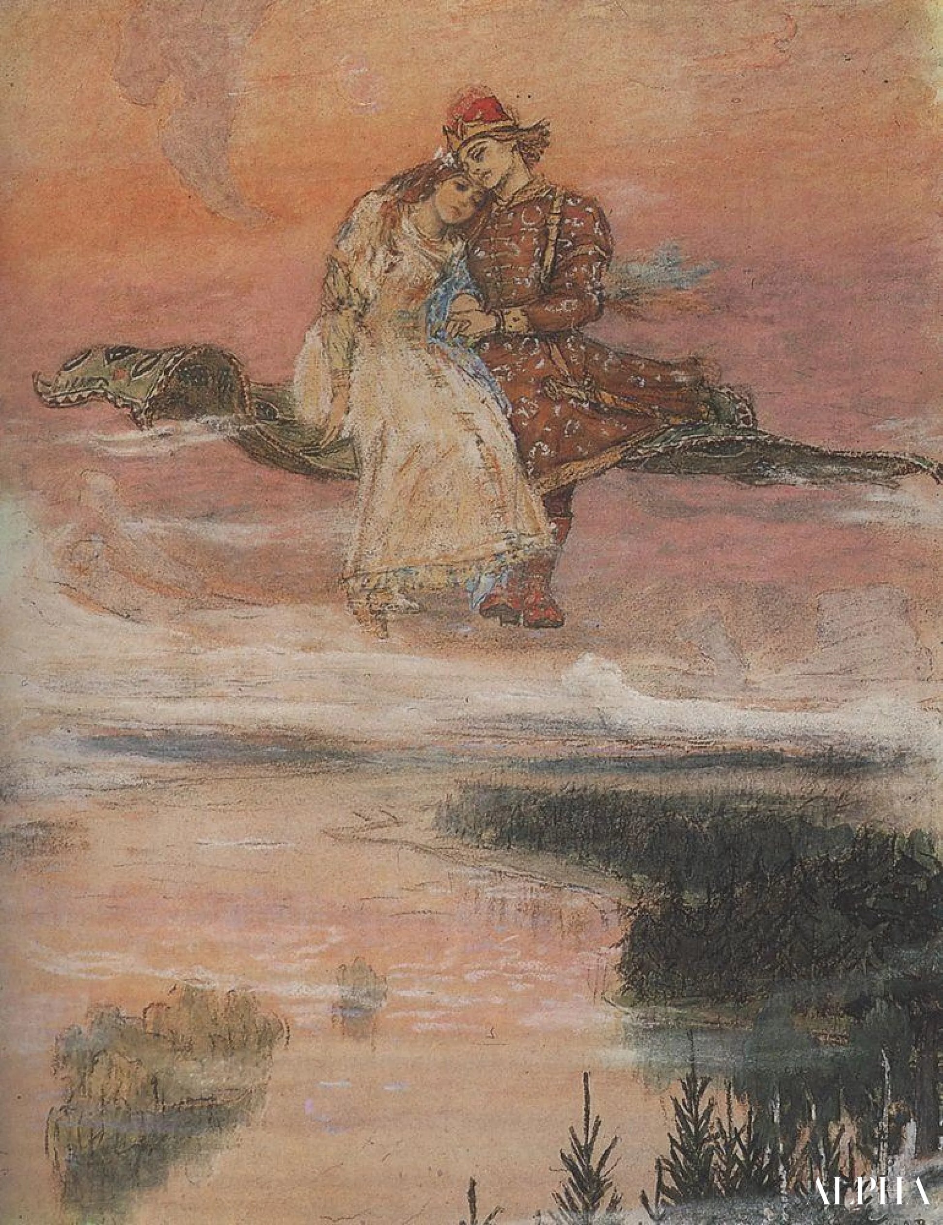 Flygende teppe - Viktor Vasnetsov - Høykvalitets reproduksjoner av malerier og bilder