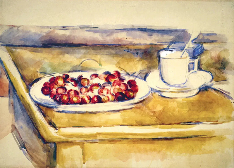 Kopp og fat med kirsebær - Paul Cézanne