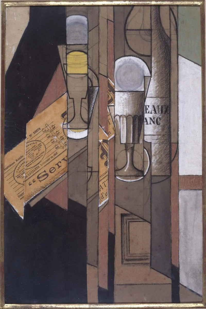 Kopp, notatbok og vinflaske - Juan Gris