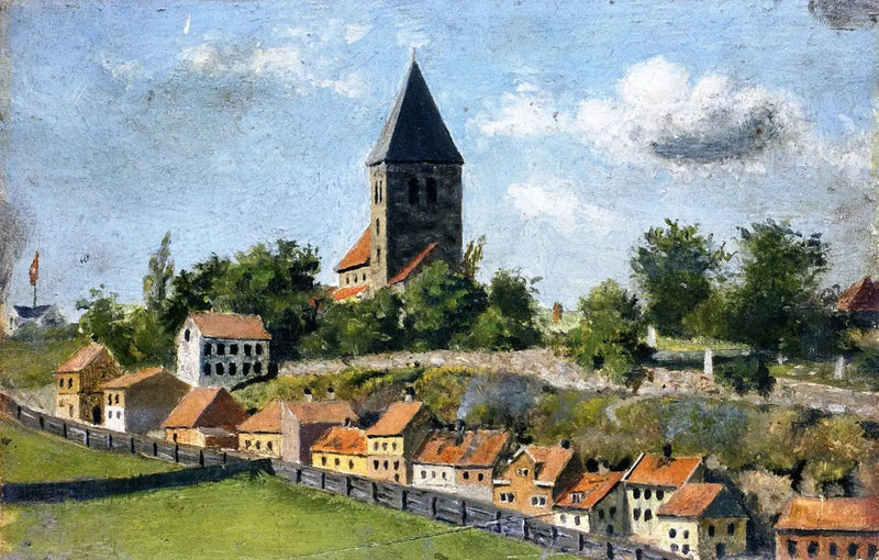 Telthusbakken med den gamle kirken i Aker - Edvard Munch