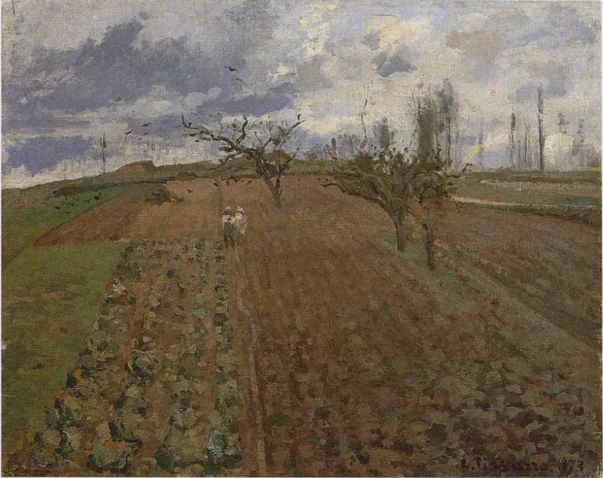 Bearbeidede jorder nær Osny - Camille Pissarro