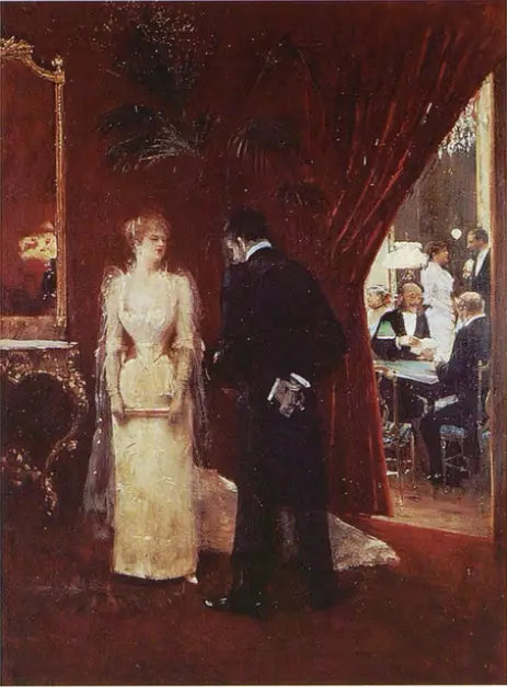 Tête-à-tête i en mottakelse - Jean Béraud

Source:
Tête-à-tête dans une réception - Jean Béraud