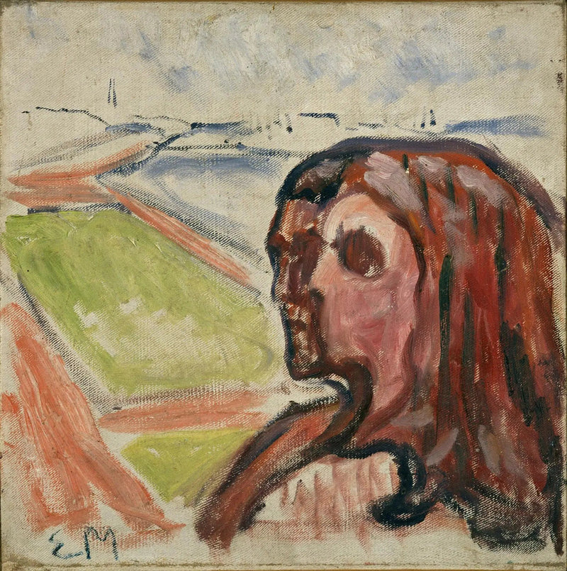 Hode mot hode i et landskap - Edvard Munch