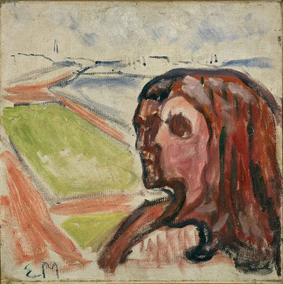 Hode mot hode i et landskap - Edvard Munch