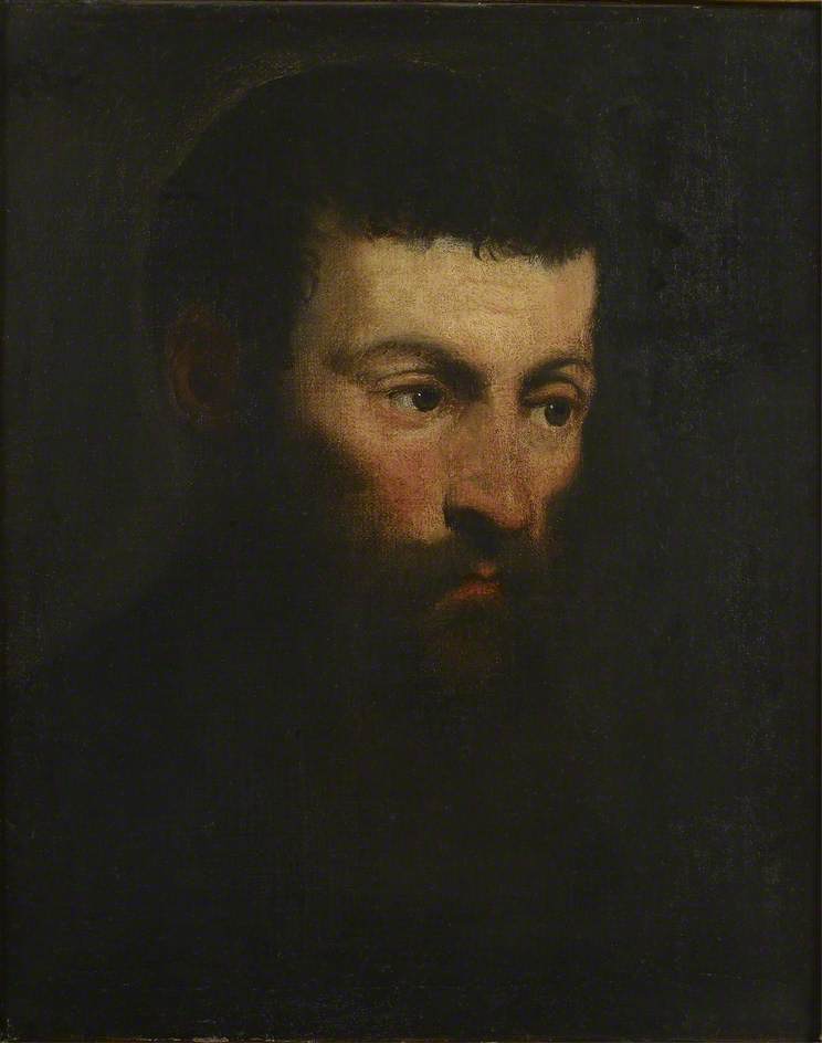 Skjegget mann hode - Jacopo Tintoretto