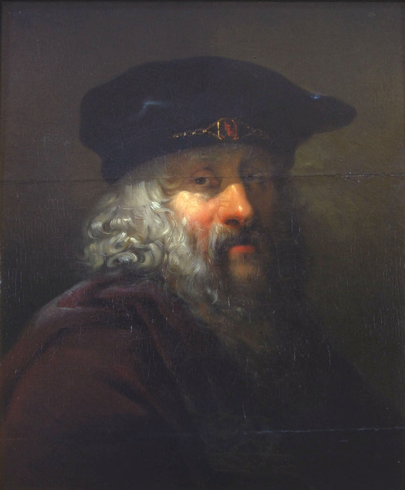 Hode av en gammel mann med beret på hodet - Ary Scheffer