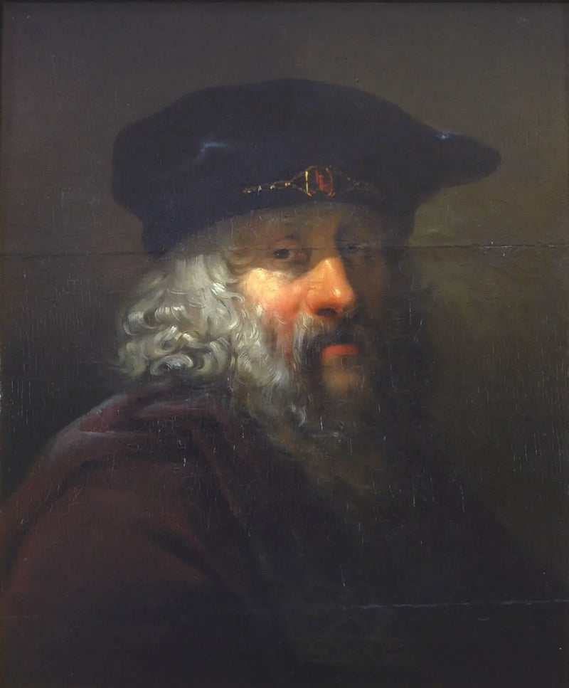 Hode av en gammel mann med beret på hodet - Ary Scheffer