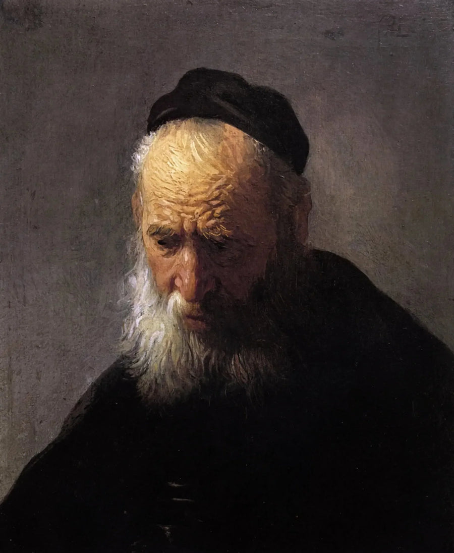 Hode av en gammel mann med caps - Rembrandt