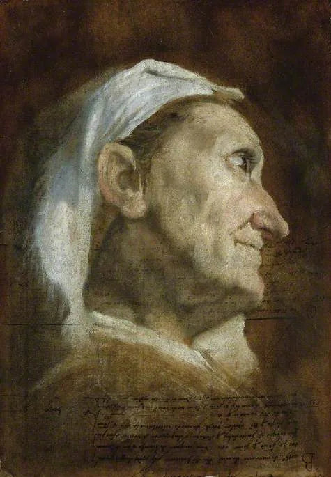 En gammel kvinnes hode - Annibale Carracci