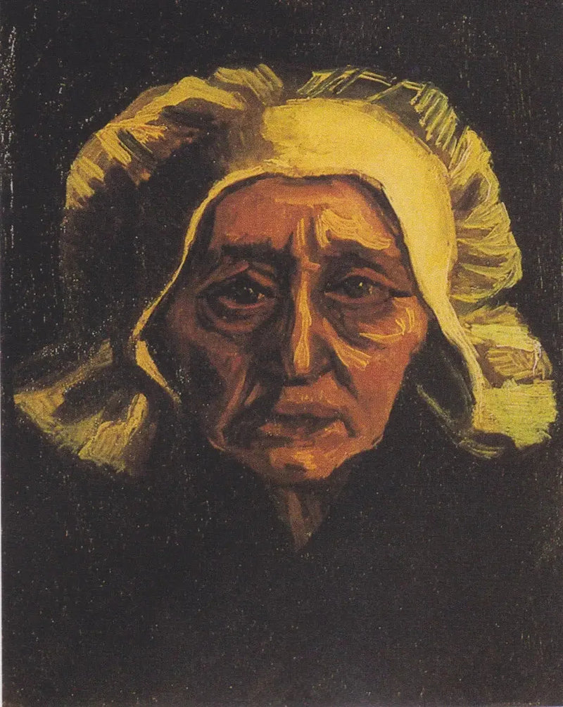 Hode av en gammel bondekvinne med hvit lue - Vincent van Gogh