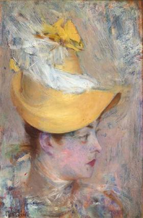 Damehode med gule ermer - Giovanni Boldini