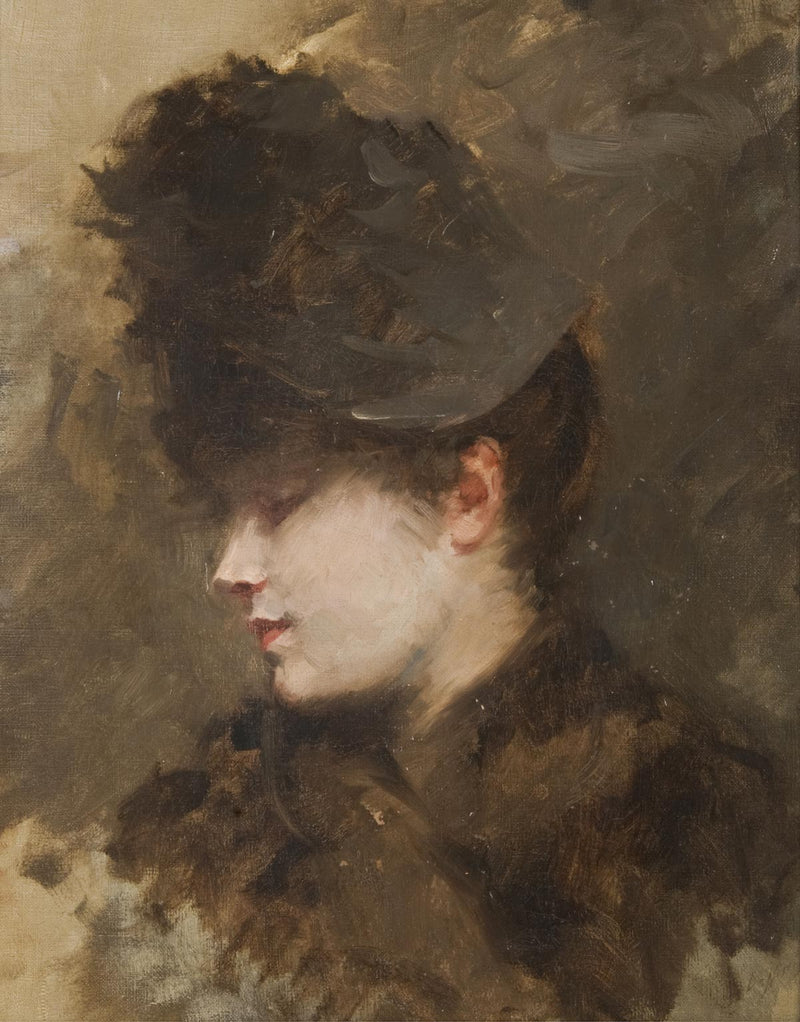 Kvinnehode med hatt, i profil - Giuseppe De Nittis