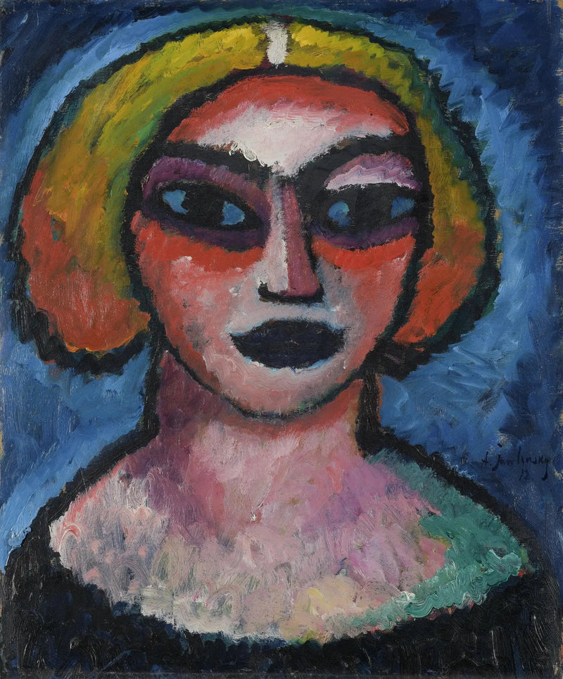Kvinnehode Bakside: Mannestatuett (ca. 1910-1912) - Alexej von Jawlensky

Source:
Tête de femme Verso : Buste d'homme (vers 1910-1912) - Alexej von Jawlensky