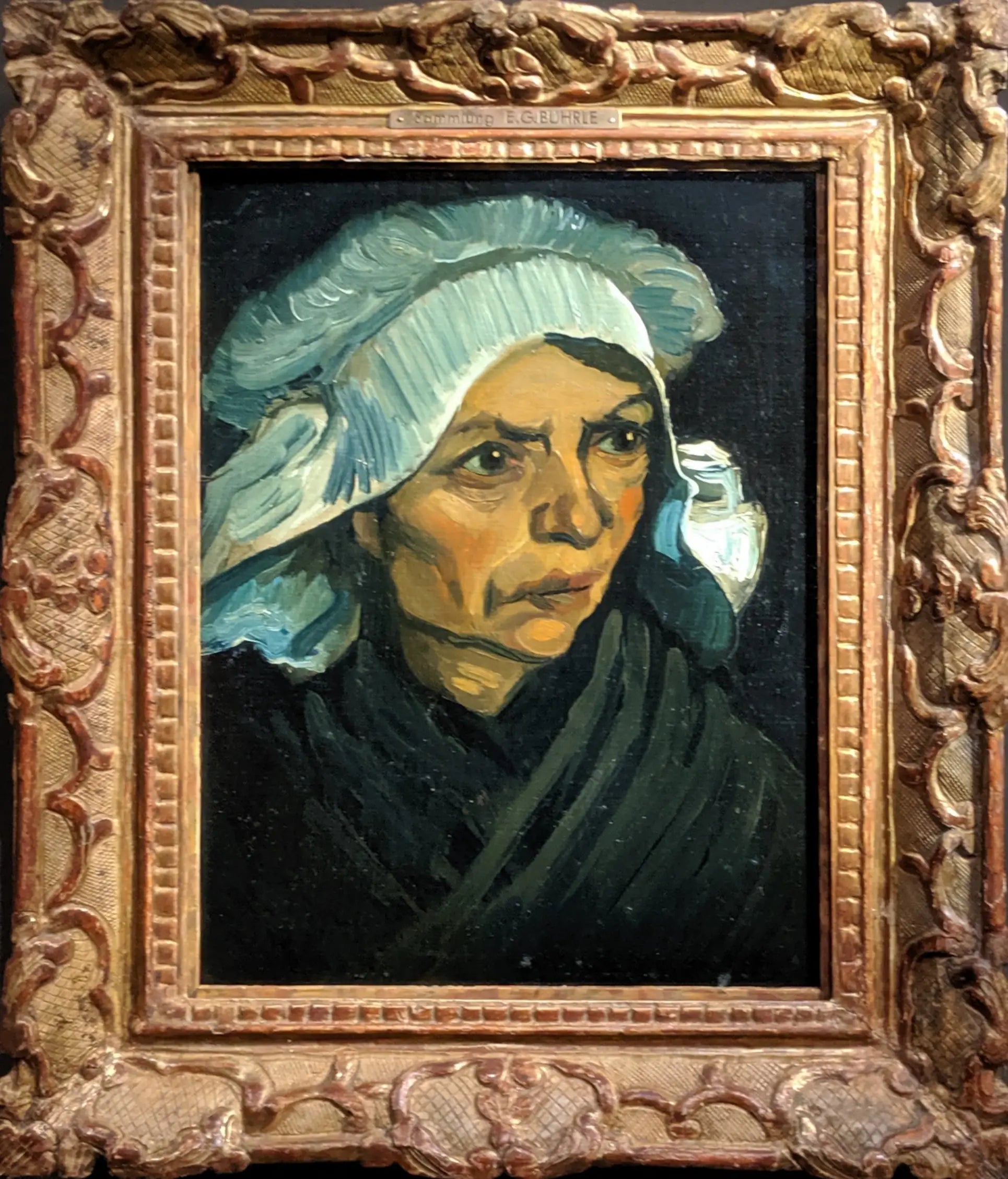 Reproduction du tableau « Tête de paysanne au bonnet blanc - Vincent van Gogh » par Alpha Reproduction en peinture à l’huile