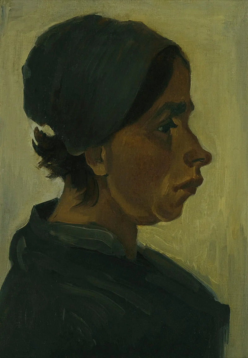 Bondekvinnehode med svart lue - Vincent van Gogh