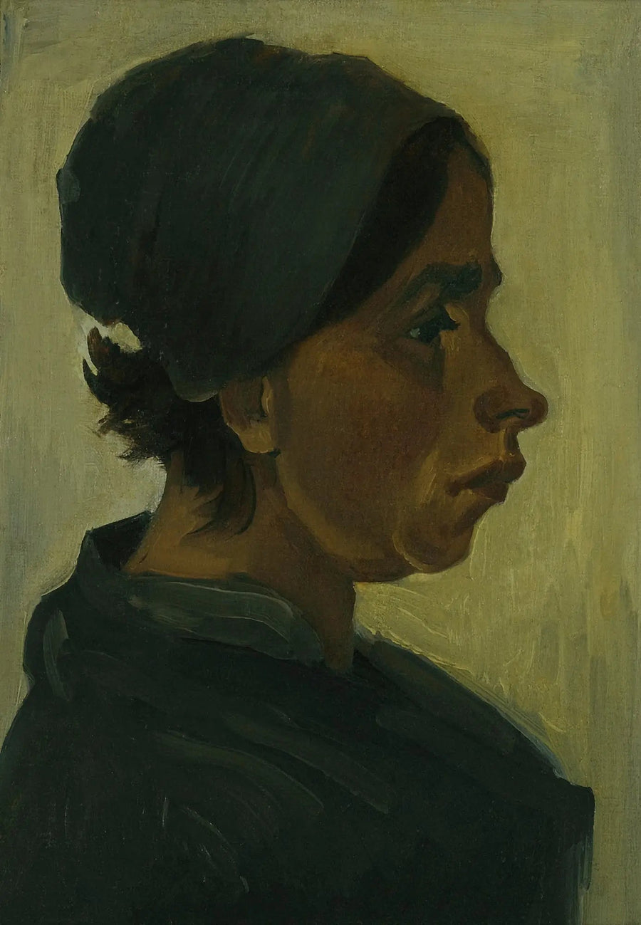 Bondekvinnehode med svart lue - Vincent van Gogh