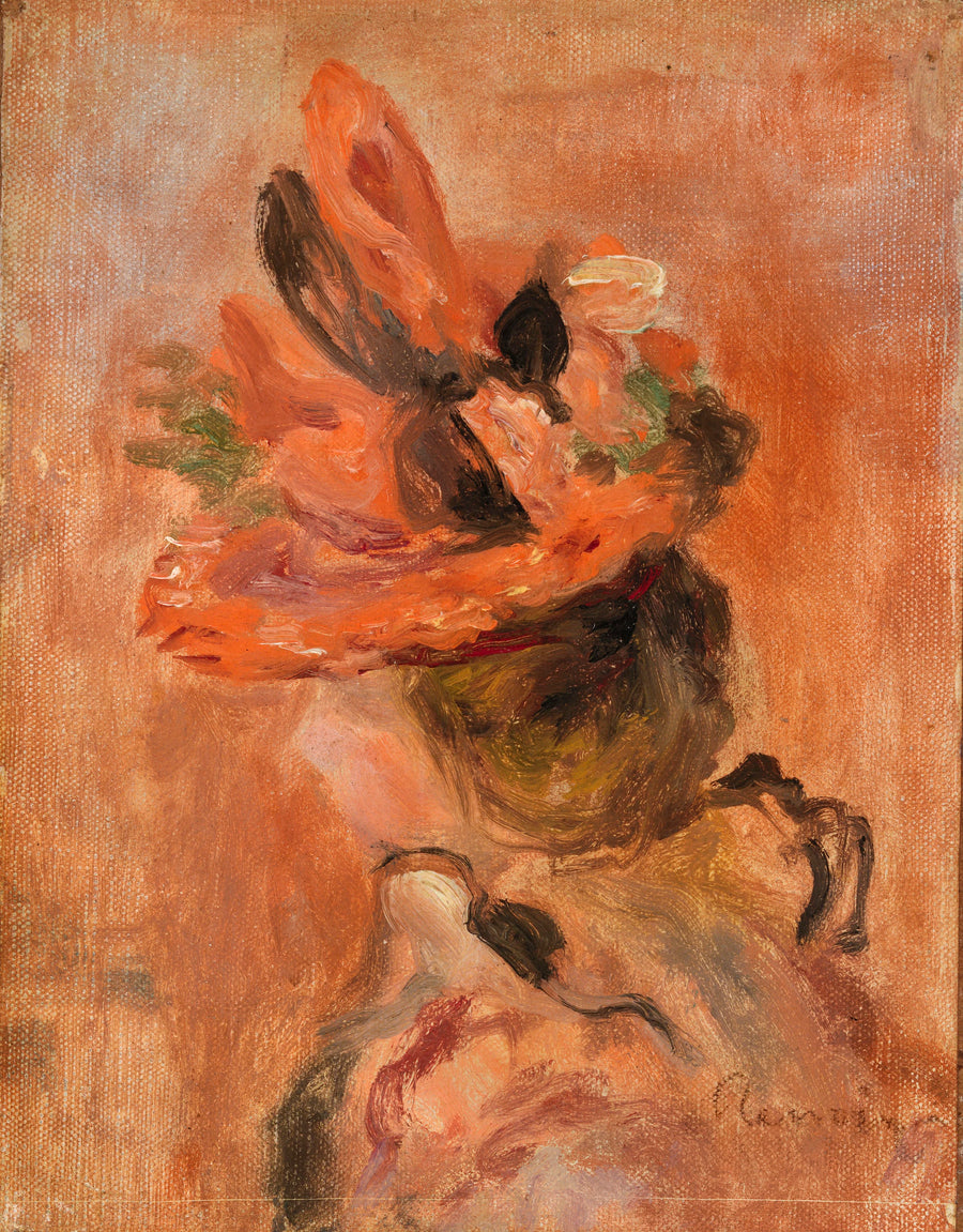 Kvinnehode med rødt hat - Pierre-Auguste Renoir