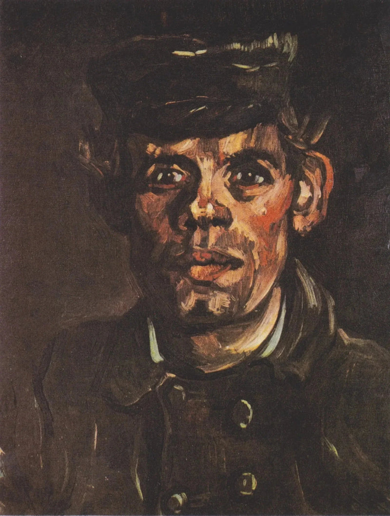 Hode av en ung bonde med kasket - Vincent van Gogh