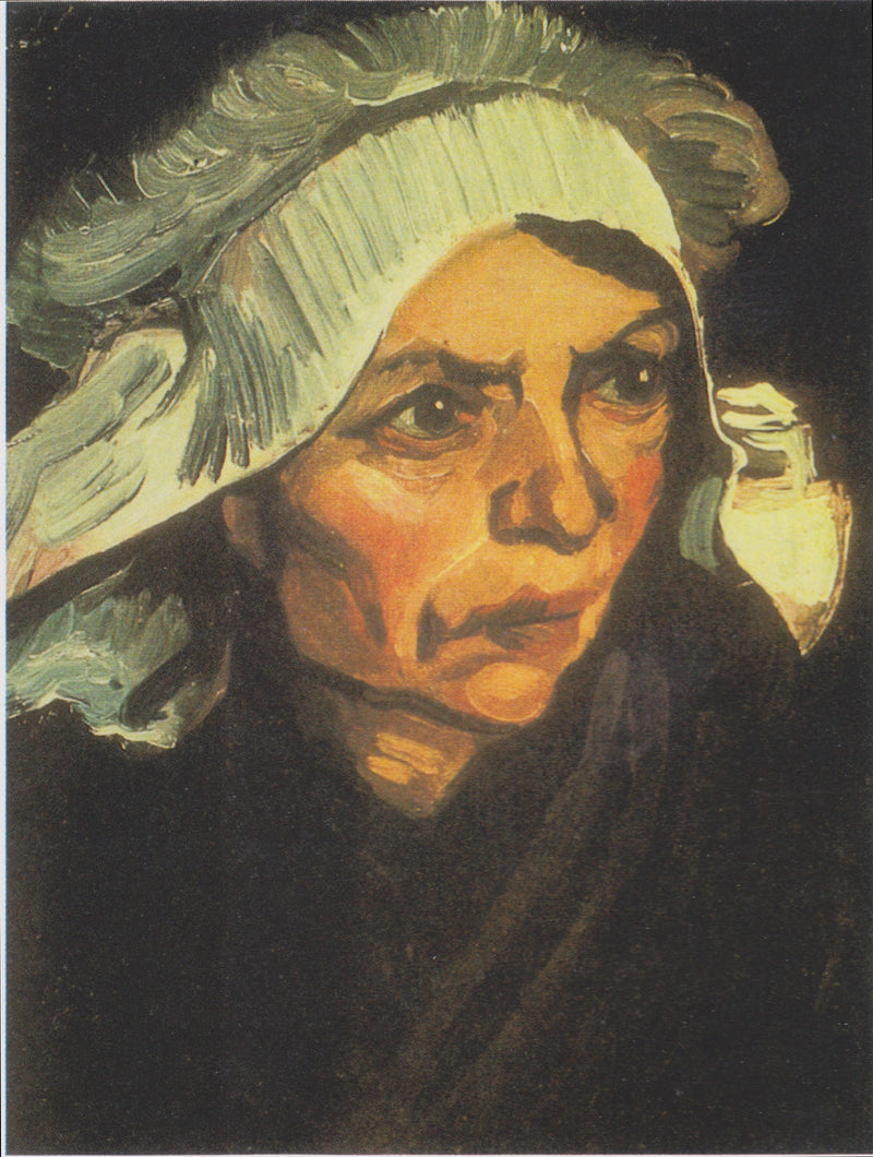 Bondekvinnehode med hvit lue - Vincent van Gogh