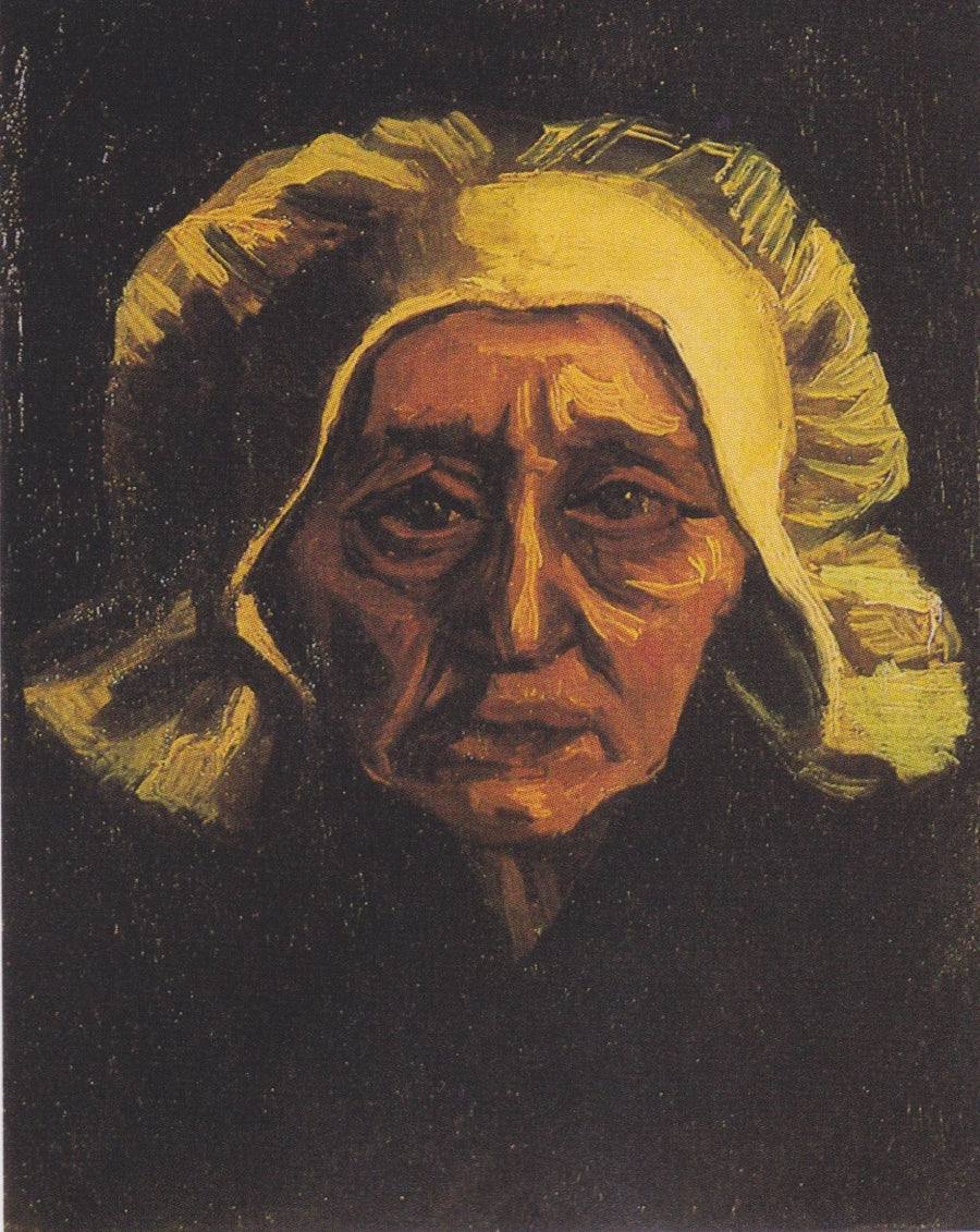 Hode av en gammel bondekvinne med hvit lue - Vincent van Gogh