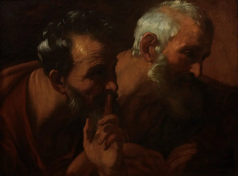 Hoder av to eldre menn (fragment av Suzanne og de eldre) - Guido Reni