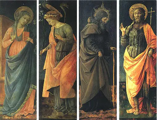 Bebetelsen, helgener Anthony Abate, Johannes døperen - Fra Filippo Lippi