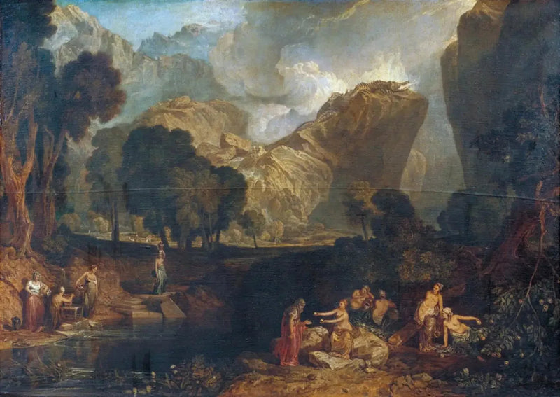 Gudinnen av uenighet velger eplet av strid i Hesperidenes hage - J. M. W. Turner