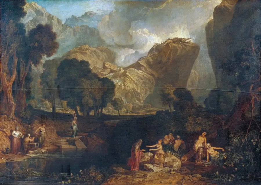 Gudinnen av uenighet velger eplet av strid i Hesperidenes hage - J. M. W. Turner