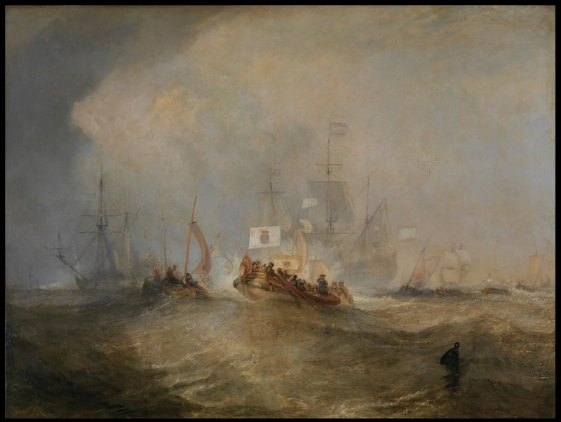 Prinsen av Oransje, William III, gikk om bord fra Holland og landet i Torbay, 4. november 1688, etter en stormfull reise - J. M. W. Turner