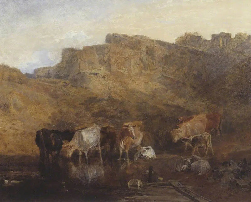 Den stille ruinen, storfe i vann; et skisse, kveld - J. M. W. Turner