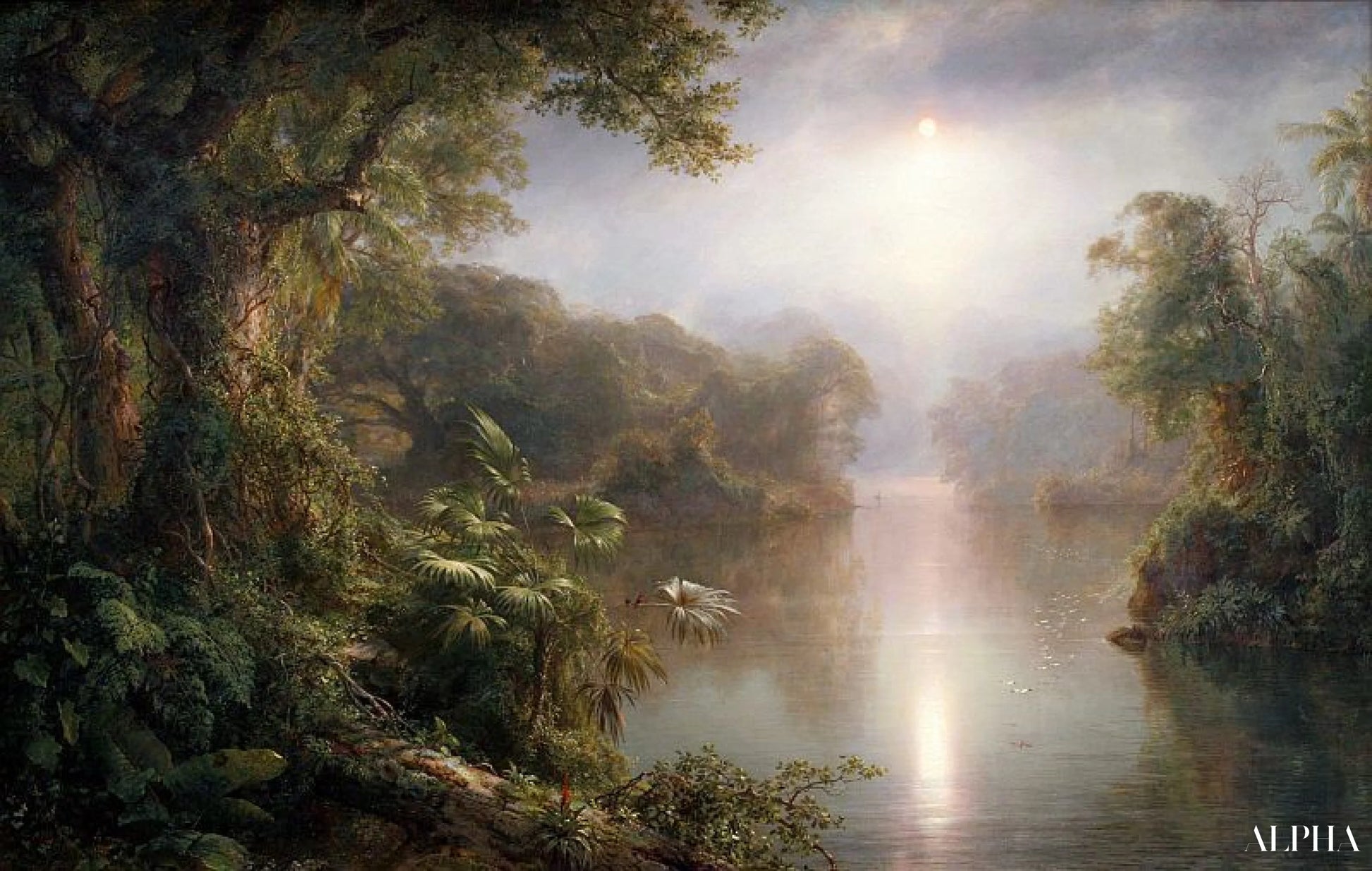 The River of Light - Frederic Edwin Church - Reproduksjoner av malerier og kunstverk i høy kvalitet