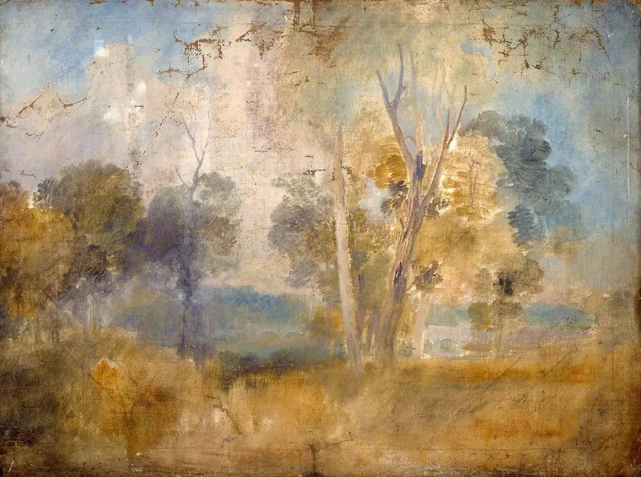 Themsen sett mellom trær, muligens ved Kew Bridge - J. M. W. Turner