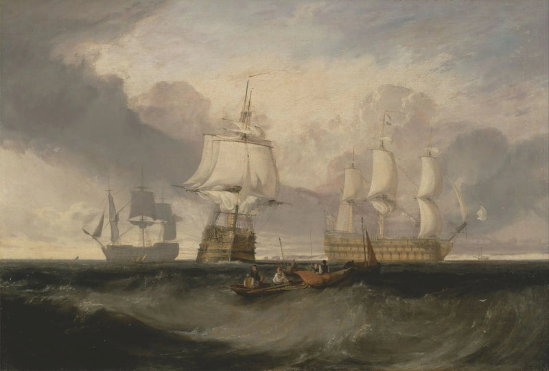 Seieren som vender tilbake fra Trafalgar, i tre posisjoner - J. M. W. Turner