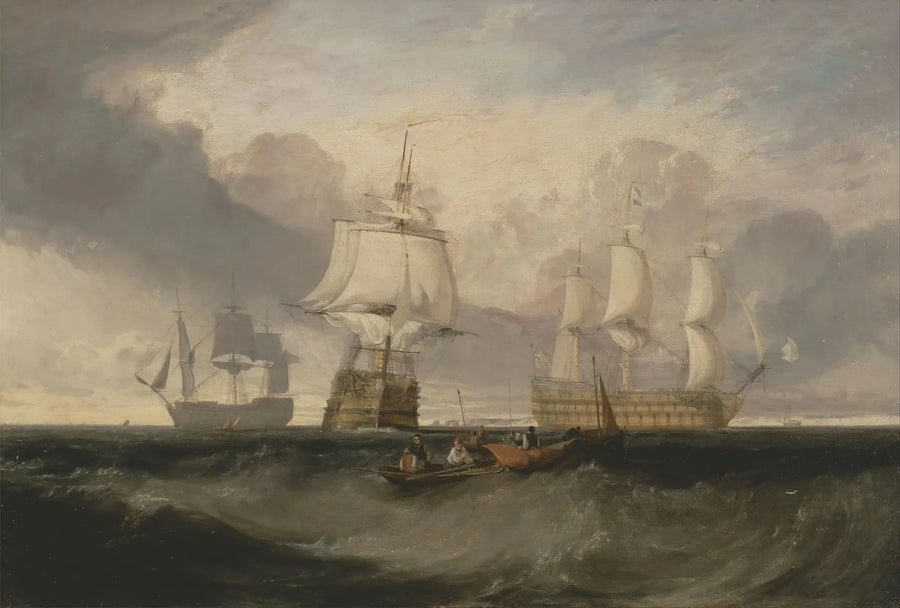 Seieren som vender tilbake fra Trafalgar, i tre posisjoner - J. M. W. Turner