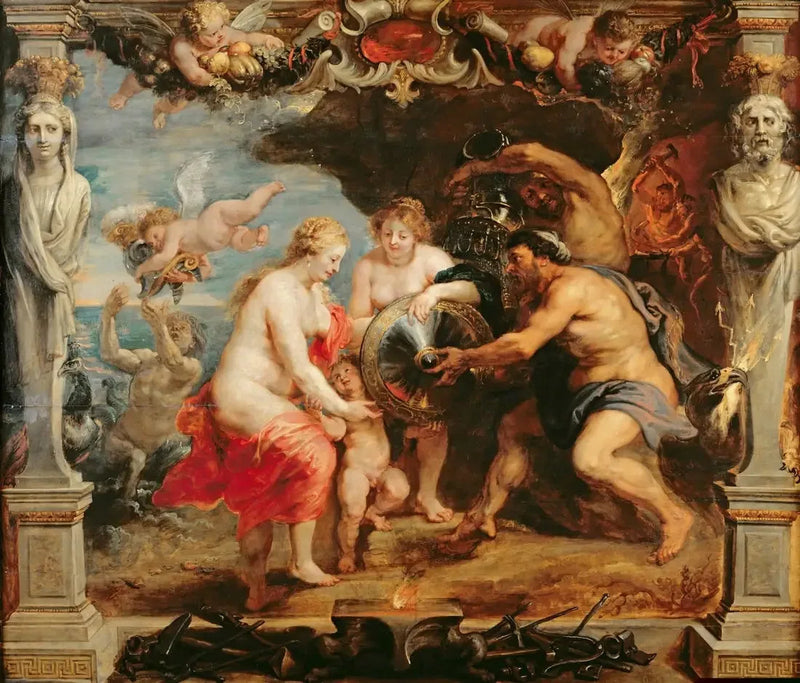 Thétis som mottar våpnene til Achilleus fra Vulcain - Peter Paul Rubens
