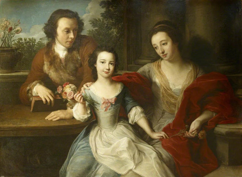Thomas Barrett-Lennard (1717–1786), fremtidig 17. Lord Dacre, med sin kone, Anna Maria Pratt (død i 1806), og datteren deres, Barbara Anne - Pompeo Batoni