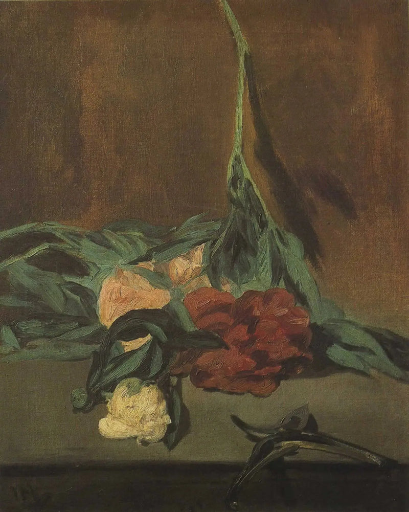 Peonstilk og beskjæringssaks - Édouard Manet