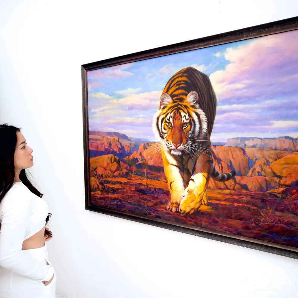 Tiger on the Hunt – Somchai | 150 x 100 cm Reproductions de tableaux à la peinture à l’huile