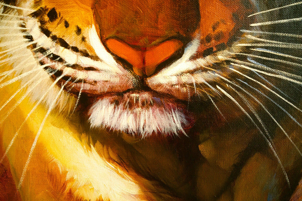 Tigre en chasse | 150 x 100 cm image 7 copie peinte à la main à l’huile