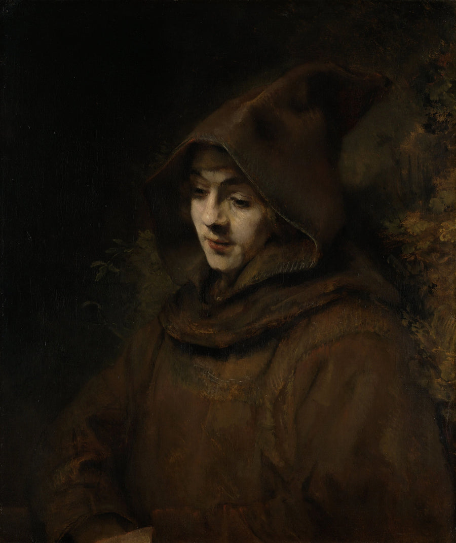 Portrett av Titus (overmalet mellom 1908-1935) - Rembrandt