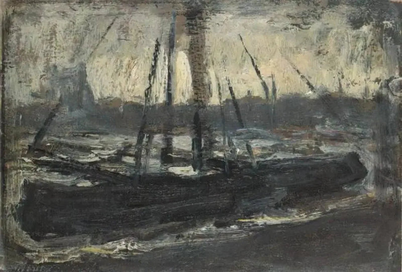 Tjalk fortøyd i lilla - Piet Mondrian